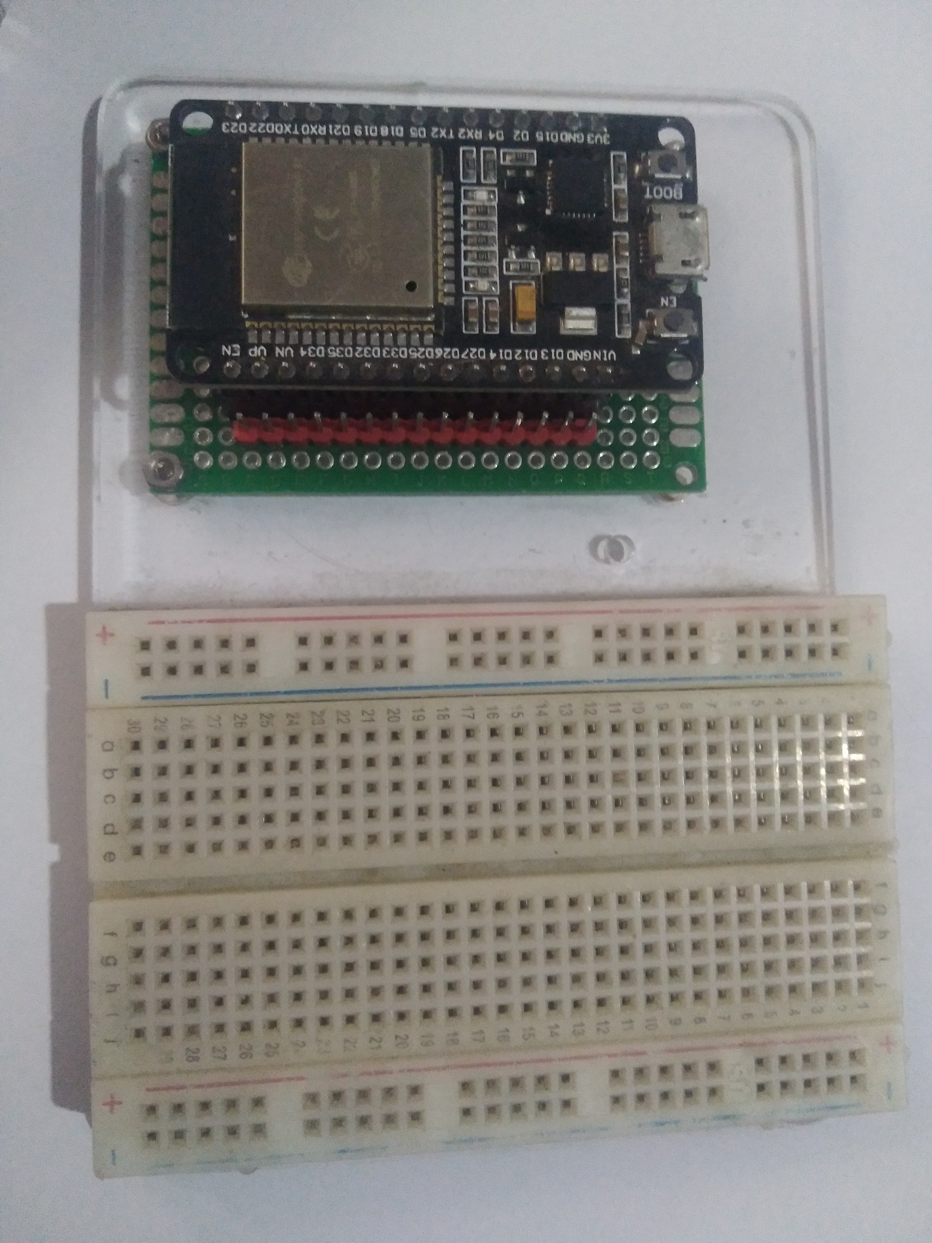 A typical ESP32 development board with the dual-core SoC, USB-UART bridge, and PCB antenna. Pin-compatible footprints are widely available; the WROOM-32E module is the workhorse.
