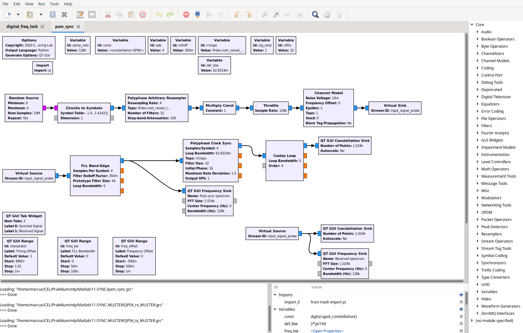 GNU Radio Companion flowgraph editor. The block-graph paradigm — wire up DSP blocks visually, GRC generates Python that runs the flowgraph — is the canonical environment for arbitrary SDR signal pr…