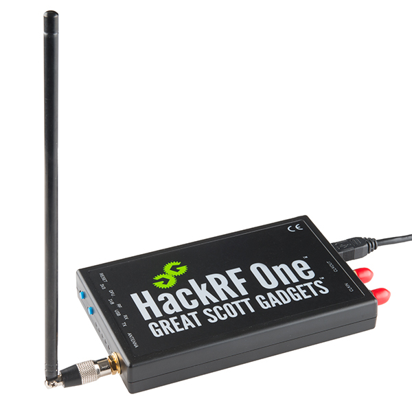 A HackRF One with its enclosure off — the open-hardware SDR that is the workhorse of sub-GHz security research. 1 MHz – 6 GHz half-duplex transmit and receive, 20 MS/s, 8-bit ADC, ~$300 retail. The…