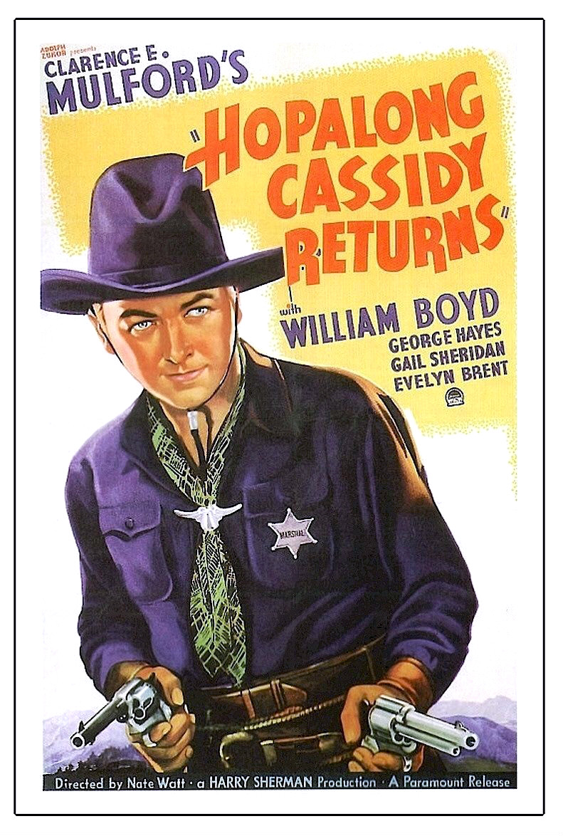 Figure 5.1 — Hopalong Cassidy Returns, Paramount, 1936. Cassidy (William Boyd, center) wore black throughout the 66-film Hopalong Cassidy series — the deliberate inversion of the Tom Mix "good guy …