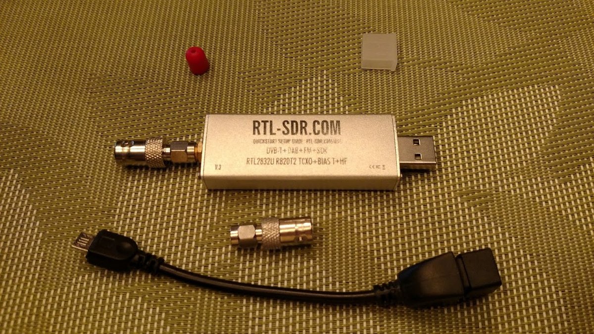 RTL-SDR V3 USB dongle — the standard entry point for RF learning