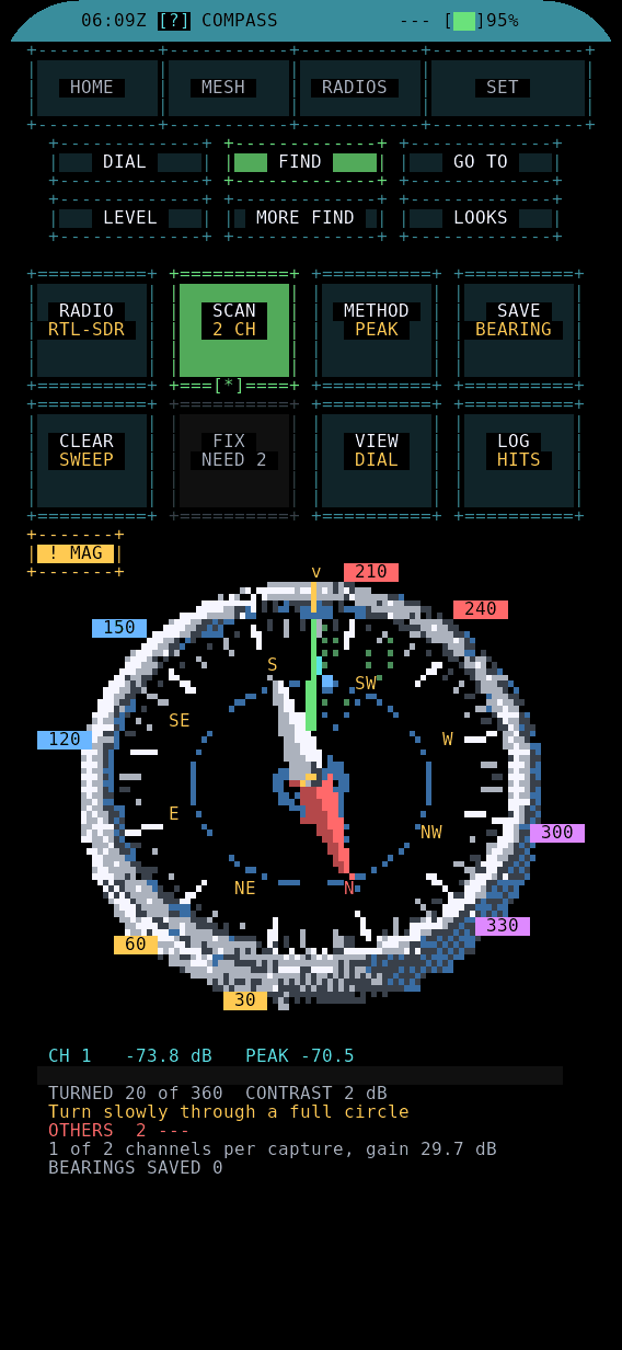 Figure 2 — The LakeShark COMPASS / direction-finding view