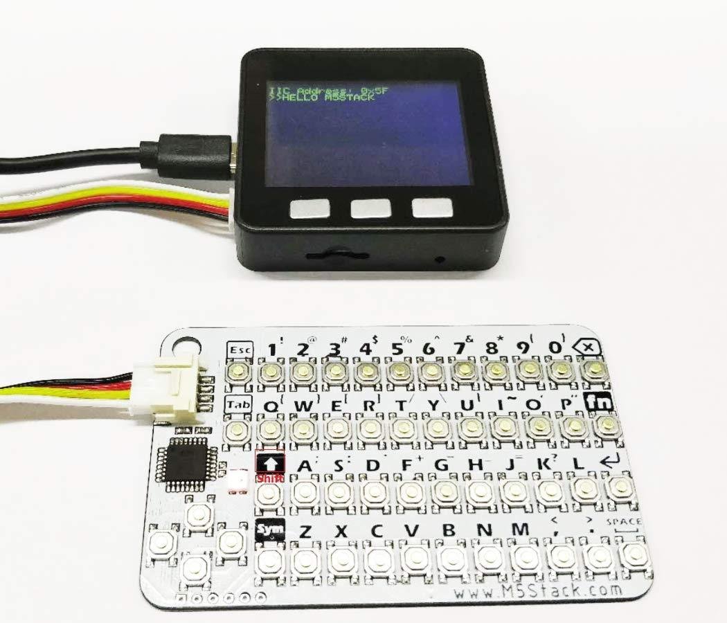 Figure 2 — The Cardputer's 56-key soft-membrane QWERTY — the feature that turns ESP32-S3 research firmware from a "two-button fumble" into a usable handheld. On the ADV this matrix is driven by a TCA8418 I²C …