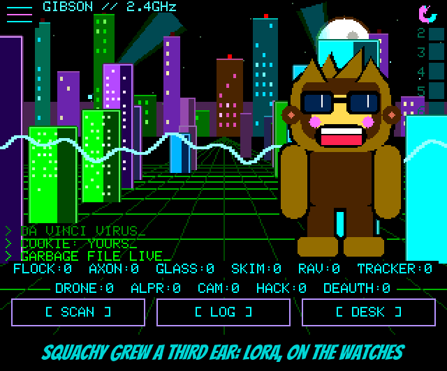 Figure 4 — PRIVACY MODE applied to the LOG: addresses masked to the first three octets and names cut to three characters, on screen only. Image: SquachWatch-CYD firmware screen capture (skizzophr…