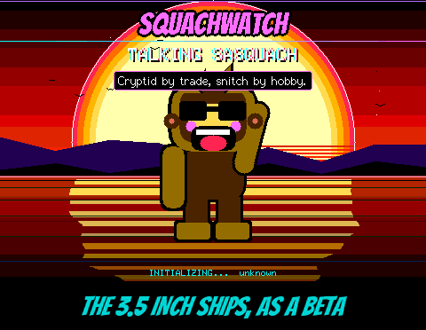 Figure 1 — The SquachWatch main screen drawn on a larger panel; the same firmware scales across the 2.8", 3.2", 3.5" and 7" boards. Image: SquachWatch-CYD firmware screen capture (skizzophrenic, …